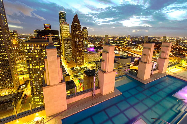 MST Sky Pool At Night Downtown Houston